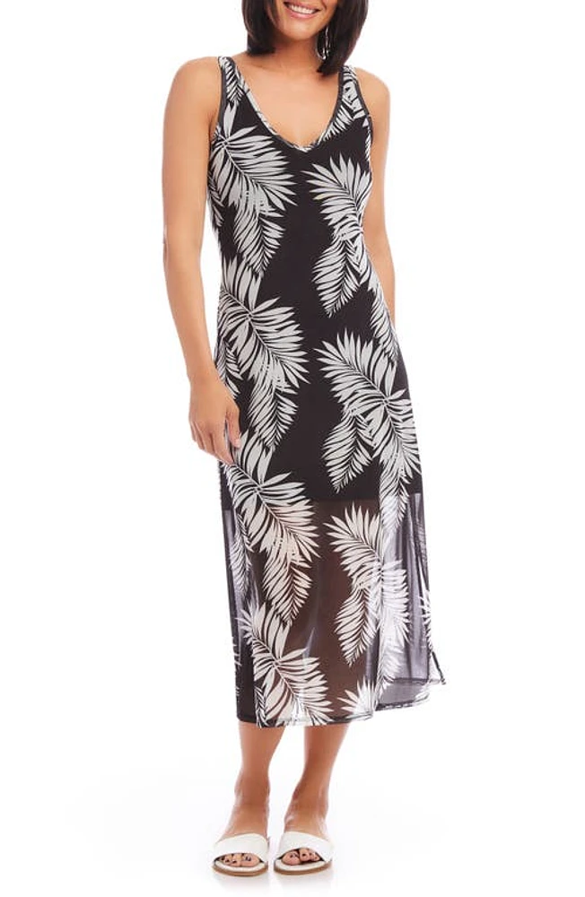 Karen Kane Palm Print Mesh Midi Dress at Nordstrom