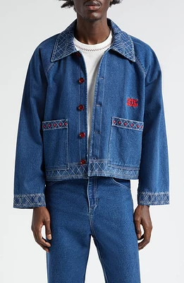 Bode Embroidered Denim Jacket Indigo at Nordstrom,