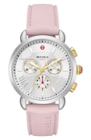 MICHELE Sporty Sport Sail Chronograph Watch Head With Silicone Strap, 38mm in Pink at Nordstrom