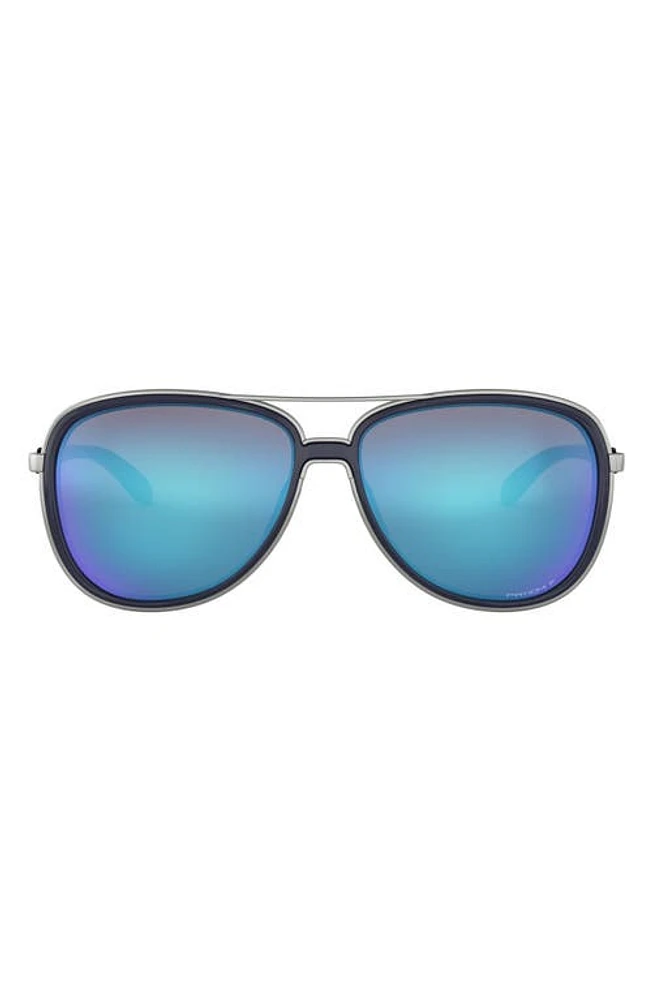 Oakley Split Time 58mm Prizm Polarized Pilot Sunglasses in Navy/Prizm Sapphire at Nordstrom