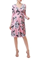 Kimi and Kai Gracie Floral Faux Wrap Maternity Dress Pink at Nordstrom,