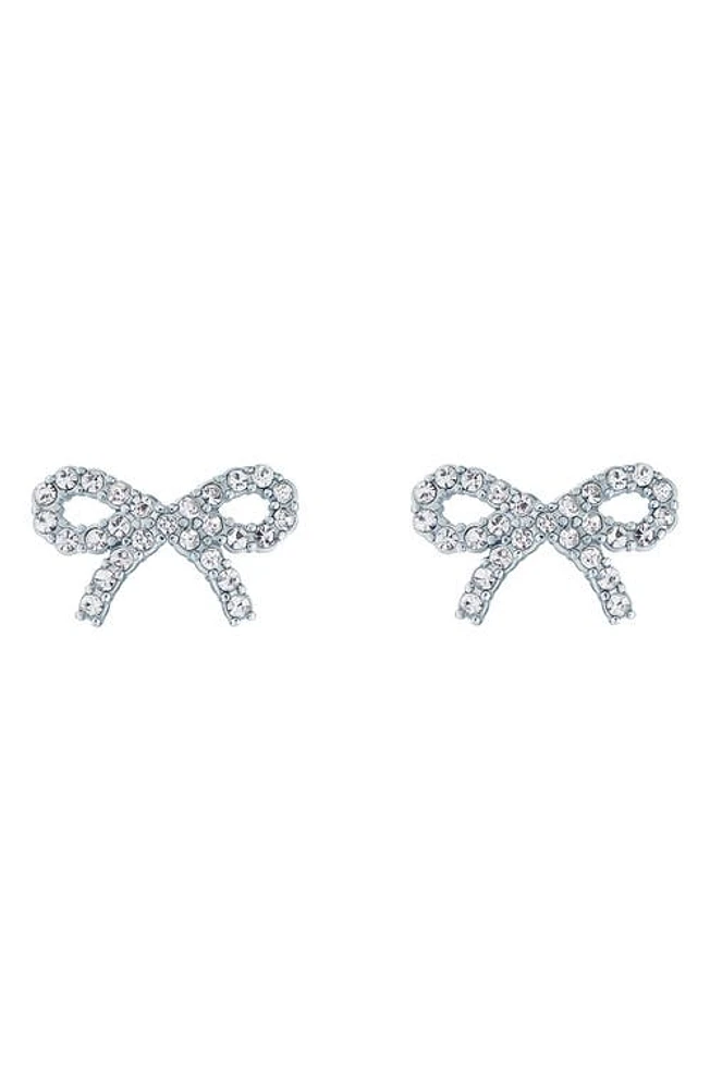 Ted Baker London Tarlay Twinkle Bow Stud Earrings in Silver Tone Clear Crystal at Nordstrom