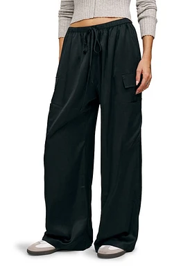 Reformation Ethan Satin Wide Leg Pants Black at Nordstrom,