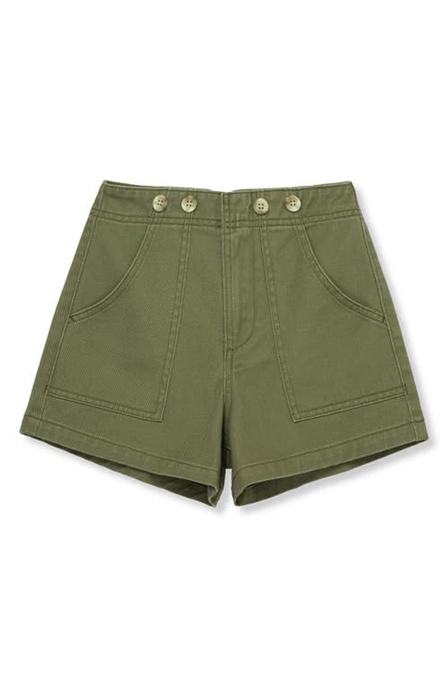 Habitual Kids Kids' Button Detail Denim Shorts Olive at Nordstrom,