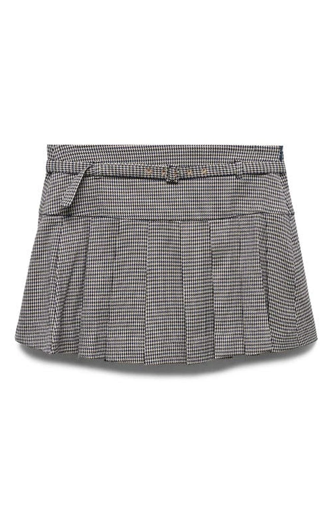 MANGO Houndstooth Belted Miniskirt Blue at Nordstrom,