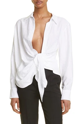 Jacquemus Bahia Open Drape Long Sleeve Shirt at Nordstrom, Us