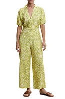 MANGO Paisley Floral Print Jumpsuit Pastel Green at Nordstrom,