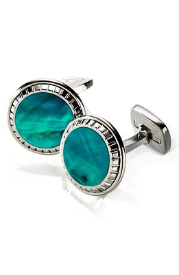 M-Clip Abalone Cuff Links in Stainless Steel/Teal at Nordstrom