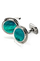 M-Clip Abalone Cuff Links in Stainless Steel/Teal at Nordstrom