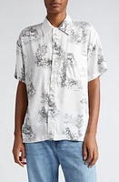 Coperni Boxy Toile De Jouy Print Short Sleeve Button-Up Shirt in White/Black at Nordstrom, Size 4 Us