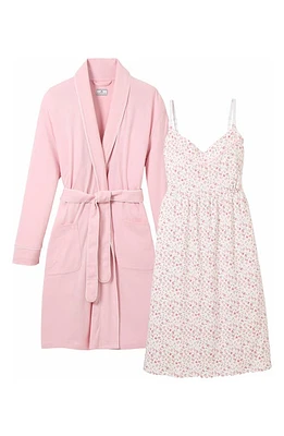 Petite Plume The Essential Maternity Nightgown & Robe Set in Pink at Nordstrom, Size X-Large