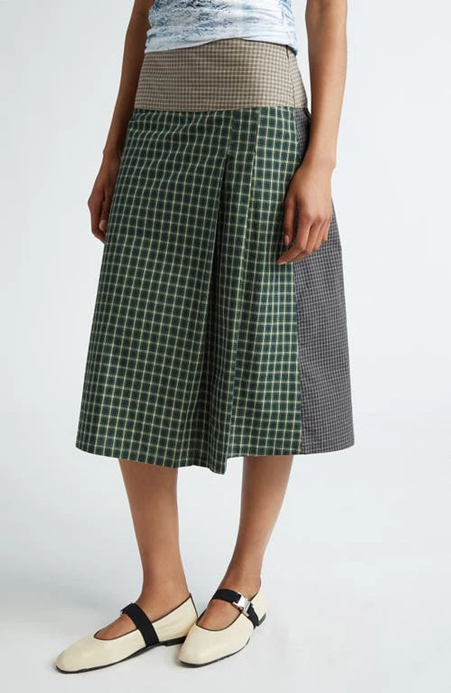 SC103 Shade Plaid Cotton Midi Skirt in Earth at Nordstrom, Size Medium