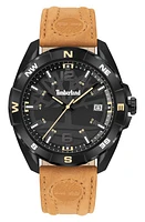 Timberland Millinocket Leather Strap Watch, 45mm in Wheat at Nordstrom