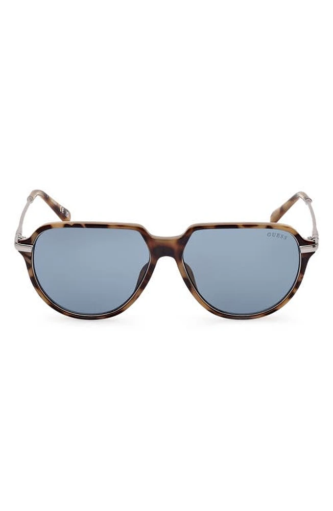 GUESS 56mm Aviator Sunglasses in Blonde Havana /Blue at Nordstrom