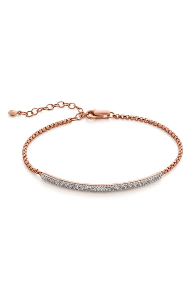 Monica Vinader Fiji Pavé Diamond Mini Bar Bracelet in Ros Gold at Nordstrom