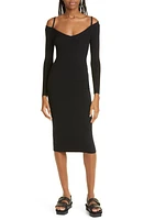 JASON WU Cold Shoulder Long Sleeve Merino Wool Sweater Dress in Black at Nordstrom, Size Small