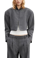 MANGO Pinstripe Crop Jacket Grey at Nordstrom,