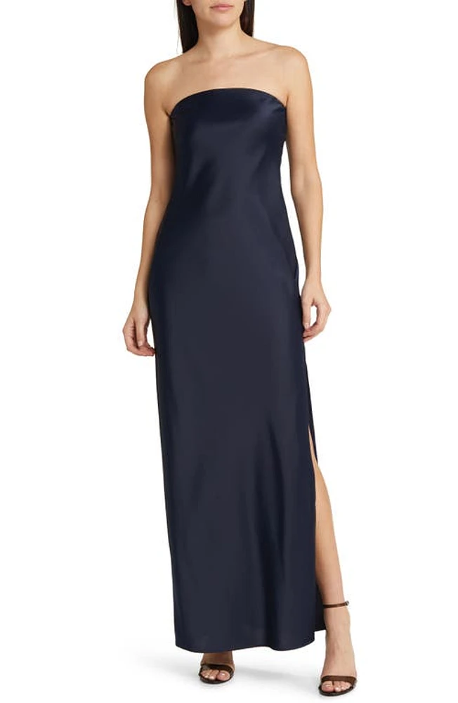 WAYF The Odelle Strapless Satin Gown Ink at Nordstrom,