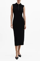 MANGO Mazip Collared Sheath Dress Black at Nordstrom,