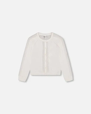 Deux Par Deux Girl's Knit Cardigan Off White at Nordstrom