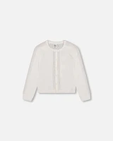 Deux Par Deux Girl's Knit Cardigan Off White at Nordstrom