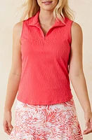 Tommy Bahama Aubrey Zebra Jacquard IslandZone Sleeveless Quarter Zip Top at Nordstrom,