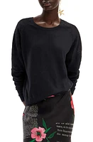 Desigual Jers Nicole Floral Sleeve Sweatshirt Black at Nordstrom,