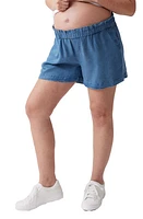 Ingrid & Isabel Paperbag Maternity Shorts Blue Chambray at Nordstrom,