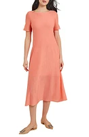 Misook Texture Knit Midi Dress Ocean Coral at Nordstrom,