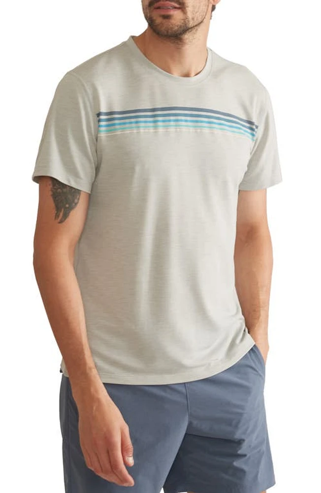 Marine Layer Sport Air Stripe T-Shirt Light Grey Chest at Nordstrom,