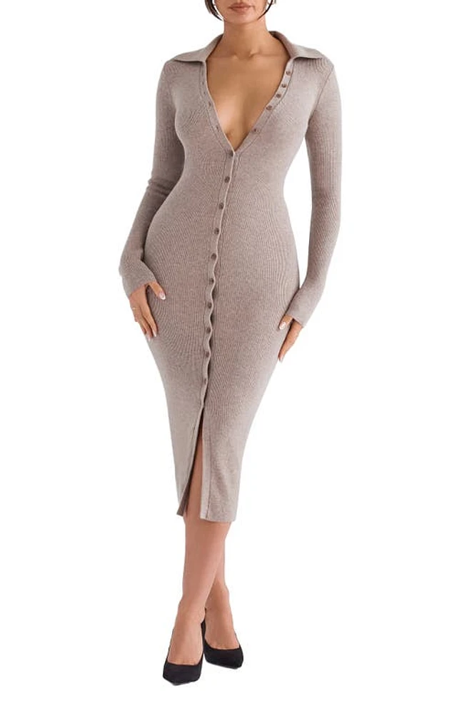 white christmas dresses Cammie Long Sleeve Midi Dress - Beige