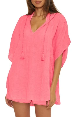 Trina Turk Serene Cotton Gauze Hooded Cover-Up Poncho Carnation at Nordstrom,