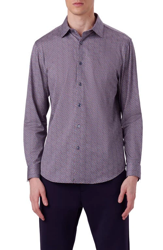 Bugatchi James OoohCotton Coin Dot Print Button-Up Shirt Purple/Burgundy at Nordstrom,