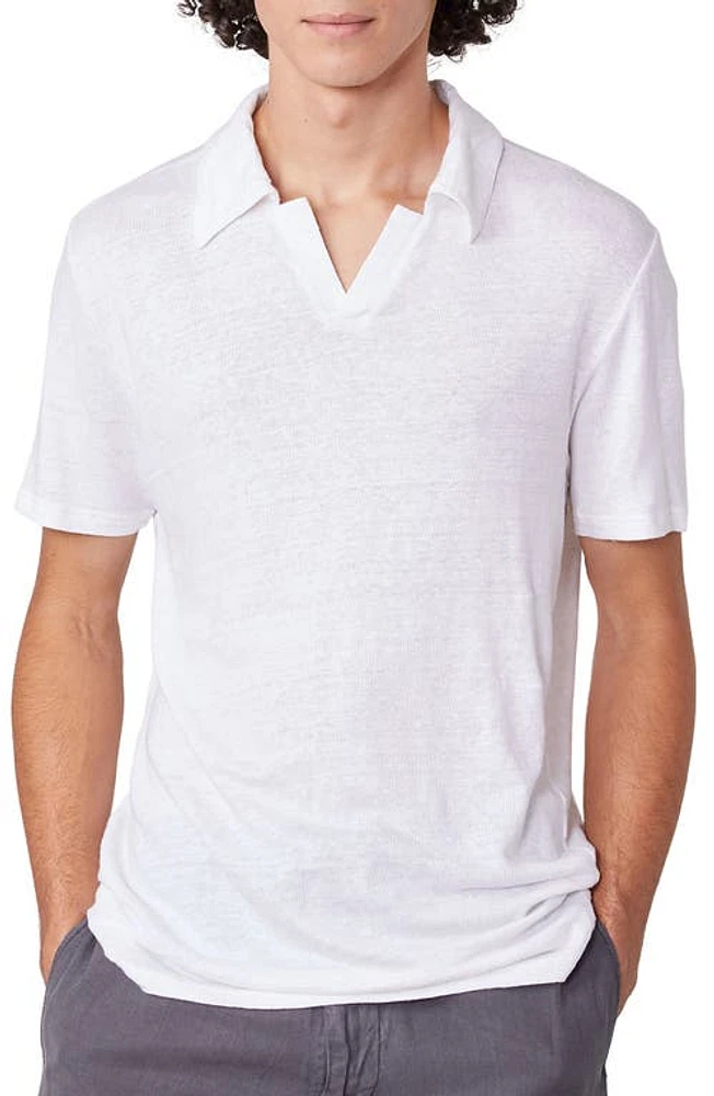 Officine Générale Simon Linen Knit Polo White at Nordstrom,