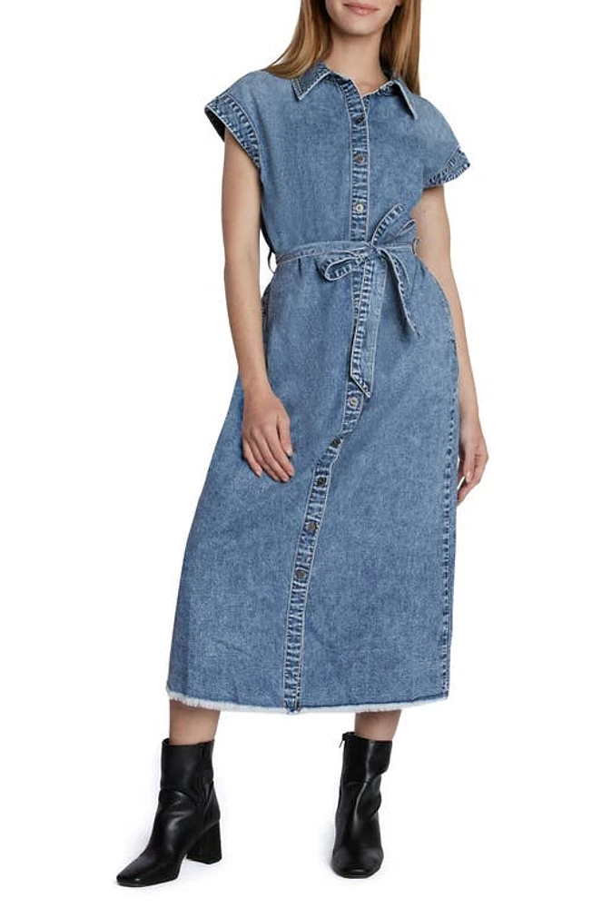 Wash Lab Denim Weekend Belted Shirtdress Blue at Nordstrom,