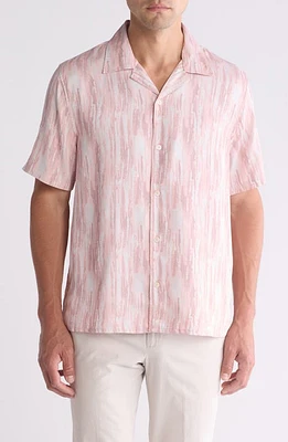 John Varvatos Dan Patterned Modal Camp Shirt Grapefruit at Nordstrom,