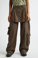 Collina Strada Lawn Plaid Skirt Overlay Cargo Pants Charcoal at Nordstrom,