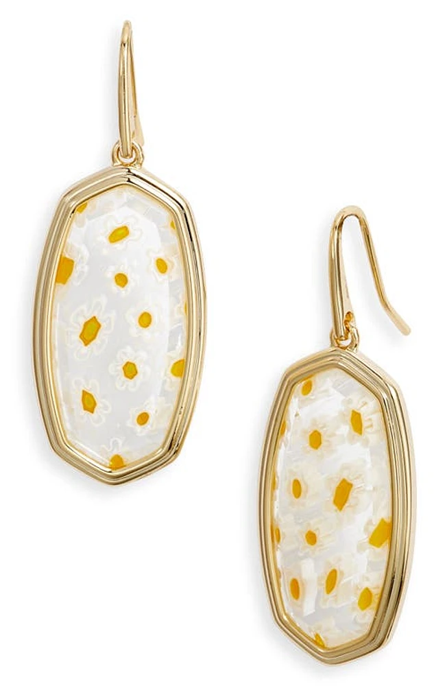 Kendra Scott Elle Frame Drop Earrings in Gold White Mosaic Glass at Nordstrom