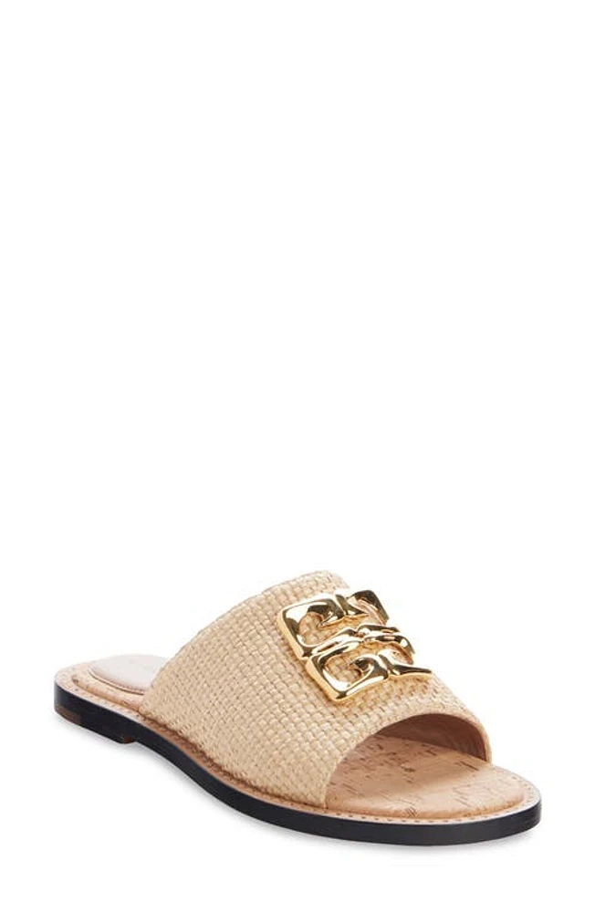 Givenchy Liquid 4G Logo Raffia Slide Sandal Natural at Nordstrom,