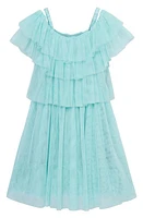 Habitual Kids Kids' Tiered Mesh Dress in Aqua at Nordstrom, Size 14