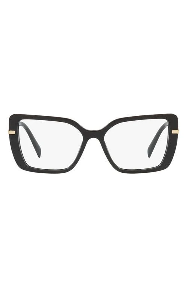 Prada 53mm Square Optical Glasses in Black at Nordstrom