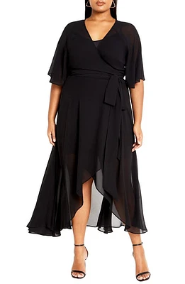 City Chic Lover's Lane Wrap Dress Black at