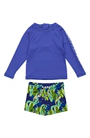 Snapper Rock Long Sleeve Two-Piece Rashguard Swimsuit Blue at Nordstrom, M