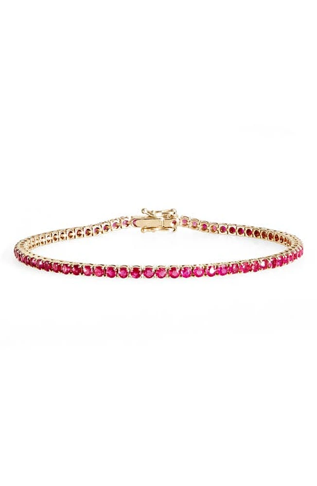 VALANI ATELIER Ruby Tennis Bracelet in Yellow Gold/Ruby/Diamond at Nordstrom, Size 7