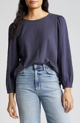 caslon(r) Mixed Media Gauze Top at Nordstrom,