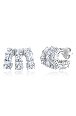 Crislu Cubic Zirconia Huggie Hoop Earrings in Platinum at Nordstrom