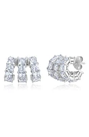 Crislu Cubic Zirconia Huggie Hoop Earrings in Platinum at Nordstrom