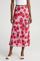 WAYF Jacqueline Floral Midi Slip Skirt Pink Roses at Nordstrom,