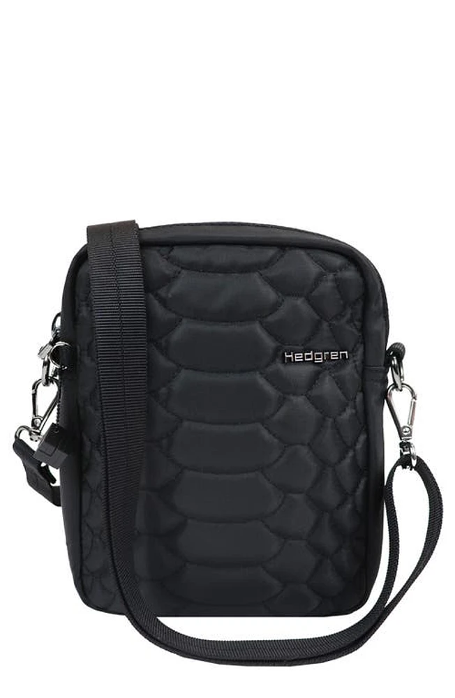 Hedgren Josephine Croc Embossed Water Repellent Crossbody Bag in Black at Nordstrom