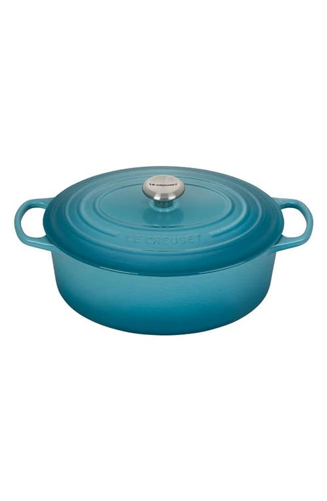 Le Creuset Signature 6.75-Quart Oval Enamel Cast Iron French/Dutch Oven with Lid in Caribbean at Nordstrom